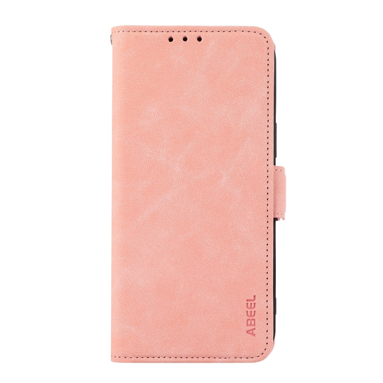 For iPhone 16 Pro Max ABEEL Frosted Magnetic RFID Leather Phone Case(Pink) - iPhone 16 Pro Max Cases by buy2fix | Online Shopping UK | buy2fix