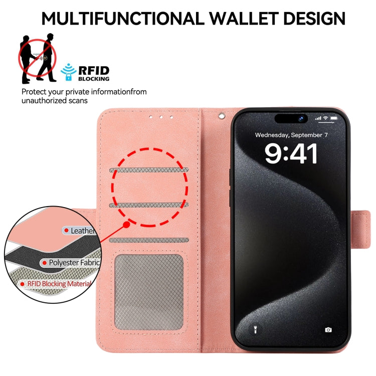 For iPhone 16 Plus ABEEL Frosted Magnetic RFID Leather Phone Case(Pink) - iPhone 16 Plus Cases by buy2fix | Online Shopping UK | buy2fix