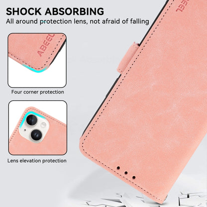 For iPhone 16 Plus ABEEL Frosted Magnetic RFID Leather Phone Case(Pink) - iPhone 16 Plus Cases by buy2fix | Online Shopping UK | buy2fix