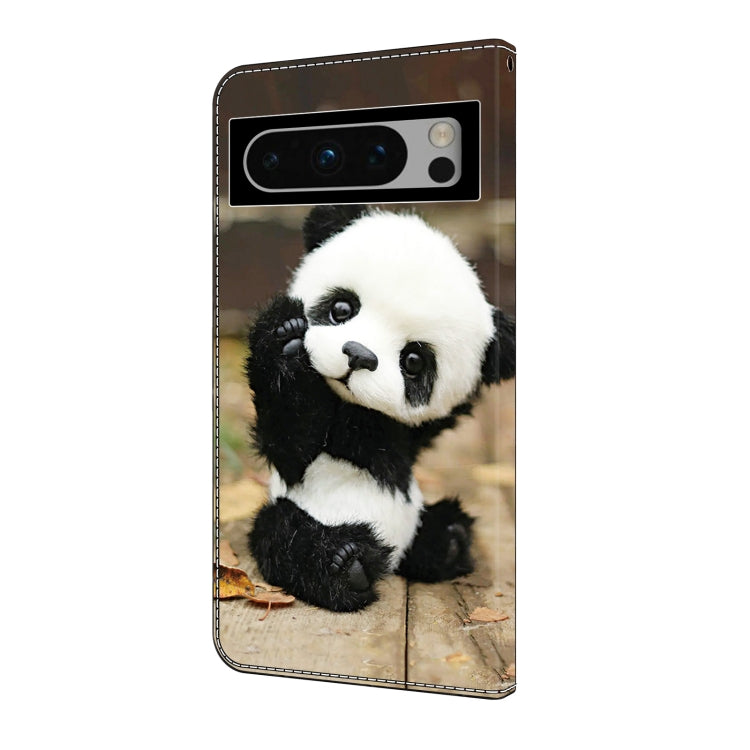 For Google Pixel 9 Pro Crystal Painted Leather Phone case(Panda) - Google Cases by buy2fix | Online Shopping UK | buy2fix