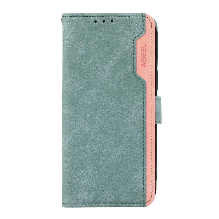 For Samsung Galaxy S21 5G ABEEL Color Block Magnetic RFID Leather Phone Case(Cyan-Pink) - Galaxy S21 5G Cases by buy2fix | Online Shopping UK | buy2fix