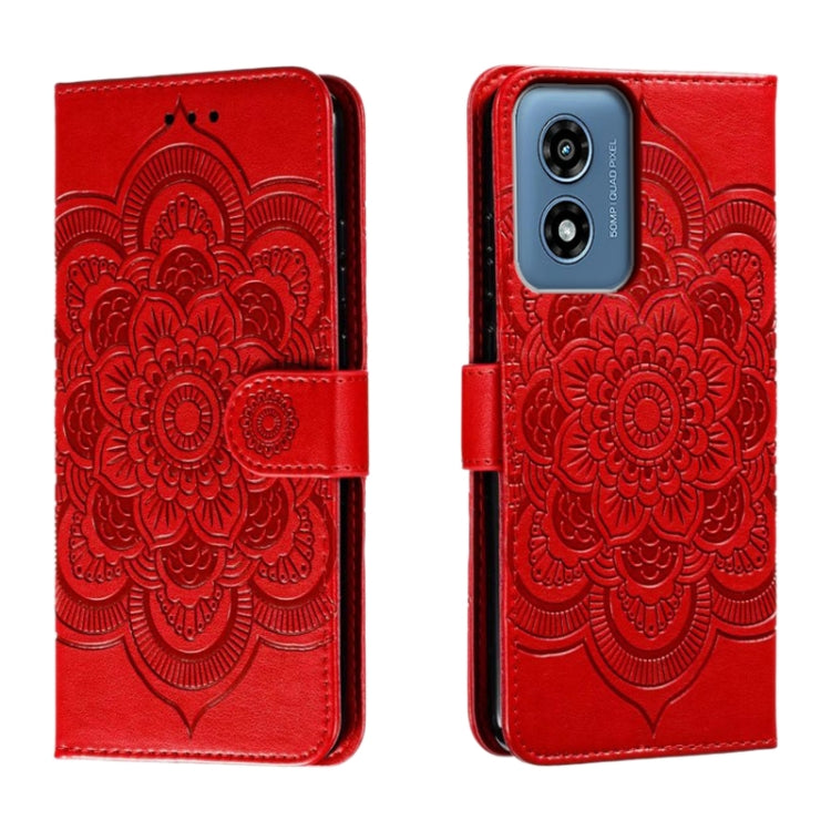 For Motorola Moto G Play 2024 Sun Mandala Embossing Pattern Phone Leather Case(Red) - Motorola Cases by buy2fix | Online Shopping UK | buy2fix