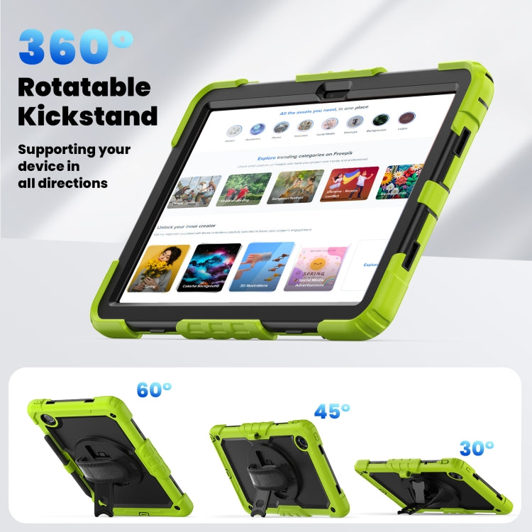 For Lenovo Tab M11 /Xiaoxin Pad 2024 Silicone Hybrid PC Tablet Case with Shoulder Strap(Yellow Green Black) - Lenovo by buy2fix | Online Shopping UK | buy2fix