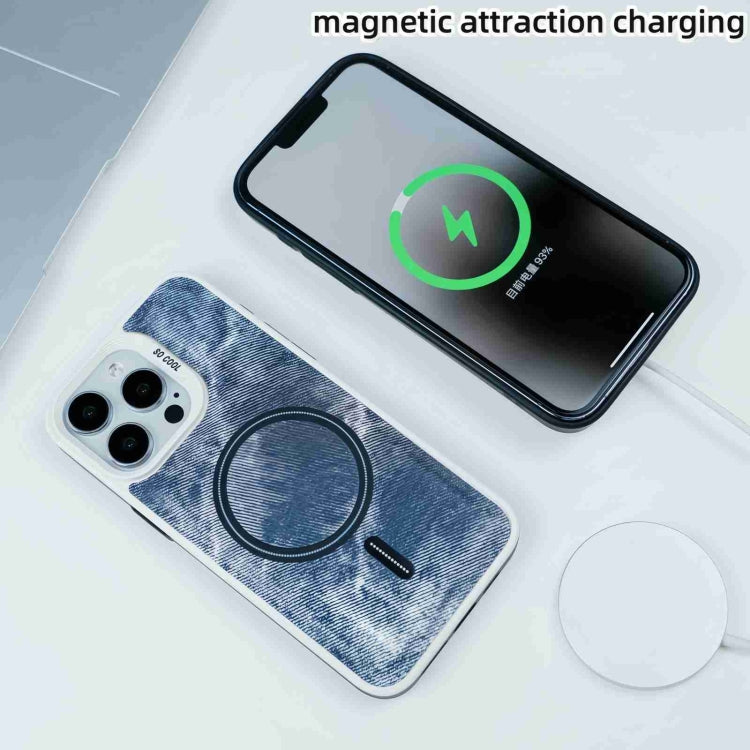For iPhone 15 Plus Contrast Color Denim MagSafe Magnetic Phone Case(Black) - iPhone 15 Plus Cases by buy2fix | Online Shopping UK | buy2fix