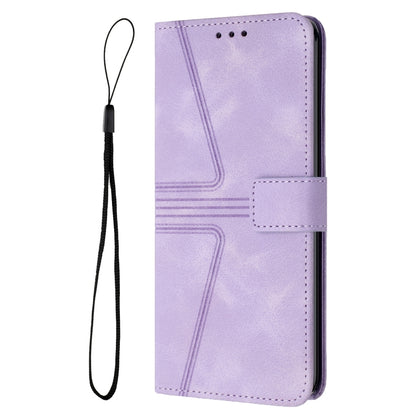 For iPhone 16 Pro Max Triangle Solid Color Leather Phone Case(Purple) - iPhone 16 Pro Max Cases by buy2fix | Online Shopping UK | buy2fix