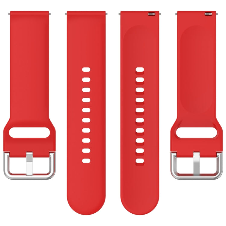 For CMF Watch Pro D395 22mm Solid Color Silver Buckle Silicone Watch Band, Size:L(Red) - Watch Bands by buy2fix | Online Shopping UK | buy2fix