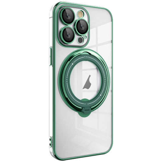 For iPhone 16 Pro Max Electroplating MagSafe 360 Degree Rotation Holder Shockproof Phone Case(Dark Green) - iPhone 16 Pro Max Cases by buy2fix | Online Shopping UK | buy2fix