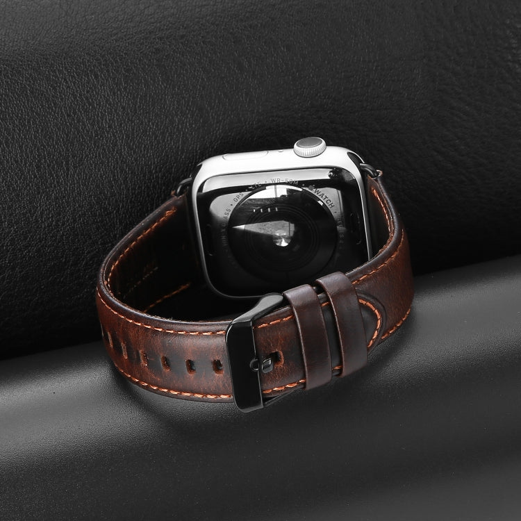 For Apple Watch Series 2 42mm DUX DUCIS Business Genuine Leather Watch Strap(Coffee) - Watch Bands by DUX DUCIS | Online Shopping UK | buy2fix