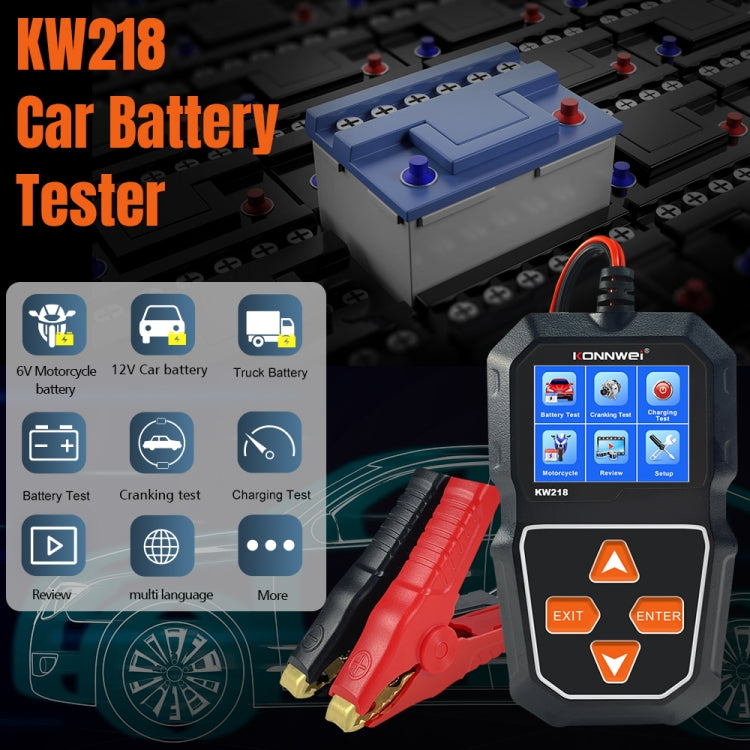 KONNWEI KW218 2.4 inch Color Screen Car Battery Tester(Black) - Code Readers & Scan Tools by KONNWEI | Online Shopping UK | buy2fix