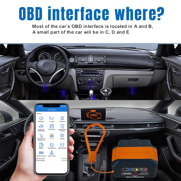 KONNWEI KW906 Bluetooth 5.0 Car OBD2 Scanner Support Android & iOS(Black) - Code Readers & Scan Tools by KONNWEI | Online Shopping UK | buy2fix