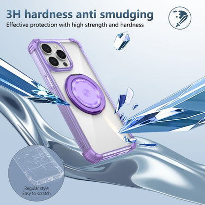 For iPhone 15 Plus Gold Shield CD Pattern MagSafe Magnetic Phone Case with Rotating Stand(Transparent Purple) - iPhone 15 Plus Cases by buy2fix | Online Shopping UK | buy2fix