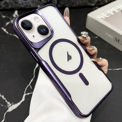 For iPhone 14 Blade Electroplating Frosted MagSafe Magnetic Phone Case(Purple) - iPhone 14 Cases by buy2fix | Online Shopping UK | buy2fix