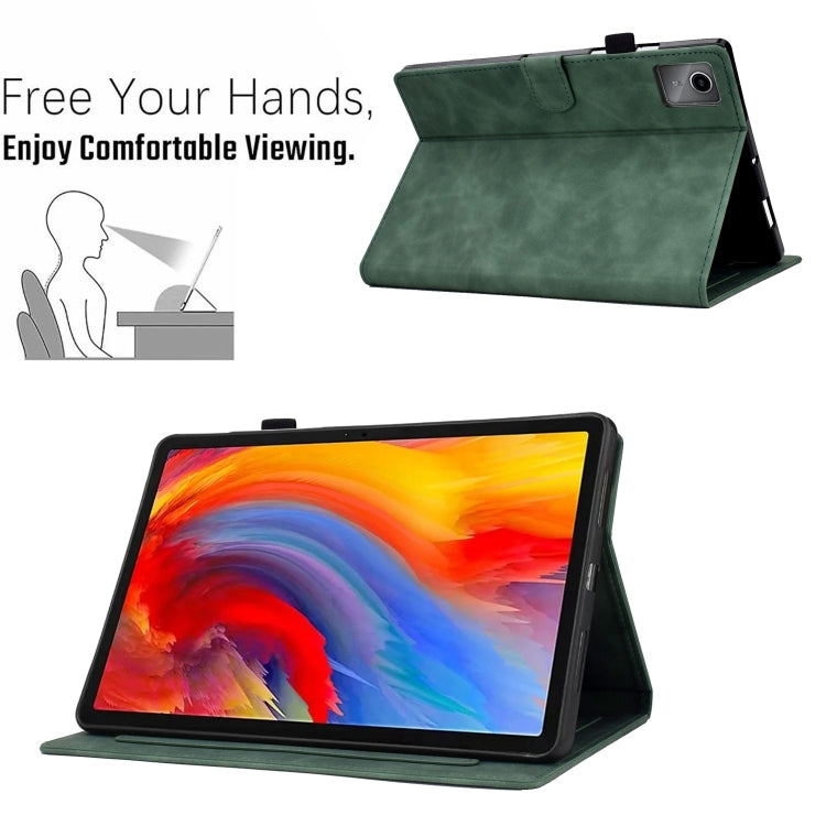 For Lenovo Tab M11 / Xiaoxin Pad 11 2024 Tower Embossed Leather Smart Tablet Case(Green) - Lenovo by buy2fix | Online Shopping UK | buy2fix