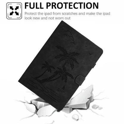 For Samsung Galaxy Tab S9 FE X510/X516B Coconut Tree Embossed Smart Leather Tablet Case(Black) - Galaxy Tab S9 FE by buy2fix | Online Shopping UK | buy2fix