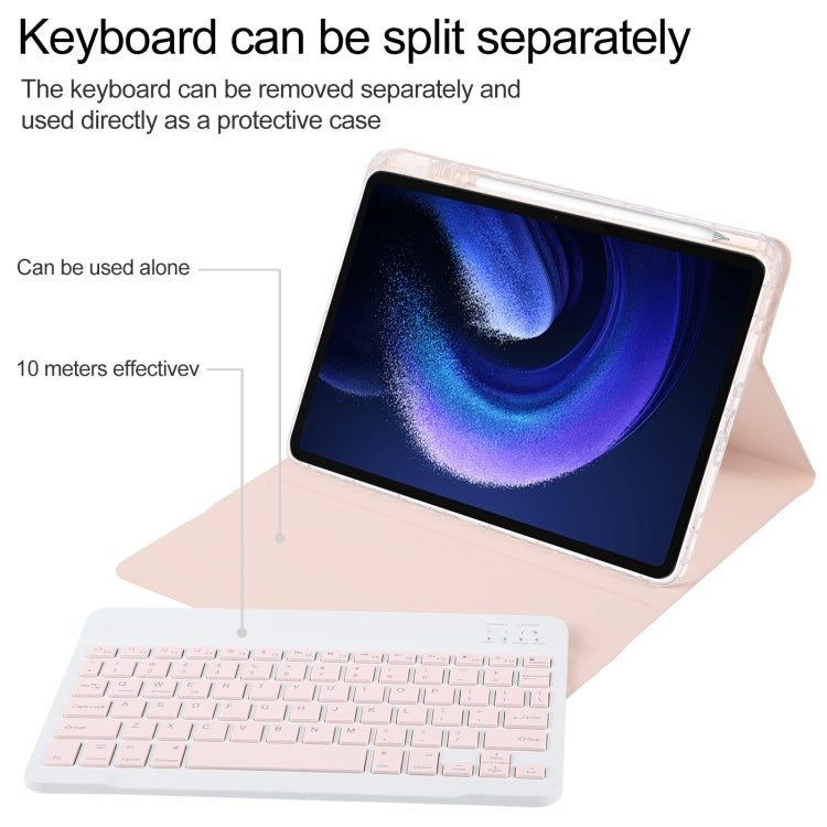 For Xiaomi Pad 6 Square Button Bluetooth Keyboard Rotatable Holder Leather Case(Rose Gold) - Others Keyboard by buy2fix | Online Shopping UK | buy2fix