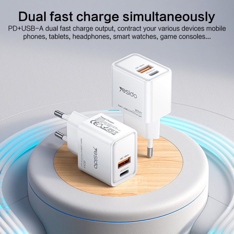 Yesido YC61 PD20W Dual Port Type-C GaN Charger, EU Plug - USB Charger by Yesido | Online Shopping UK | buy2fix