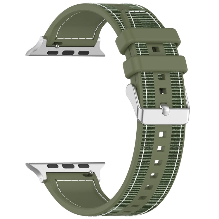 For Apple Watch Ultra 49mm Ordinary Buckle Hybrid Nylon Braid Silicone Watch Band(Green) - Watch Bands by buy2fix | Online Shopping UK | buy2fix