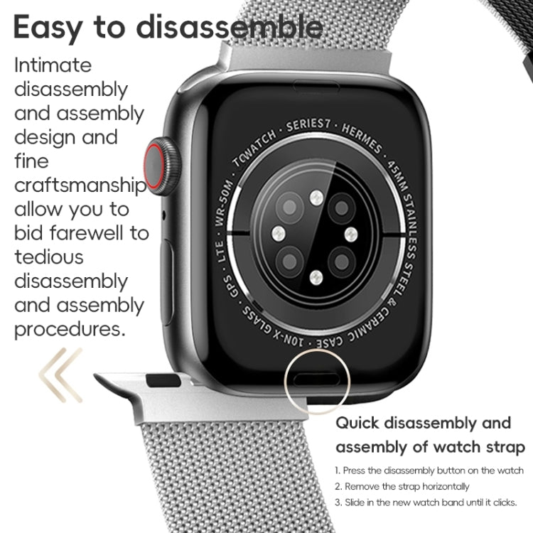 For Apple Watch Series 3 42mm ZGA Milanese Magnetic Metal Watch Band(Black) - Watch Bands by ZGA | Online Shopping UK | buy2fix