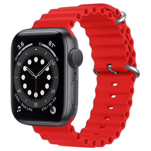 For Apple Watch Series 6 44mm ZGA Ocean Silicone Watch Band(Red) - Watch Bands by ZGA | Online Shopping UK | buy2fix