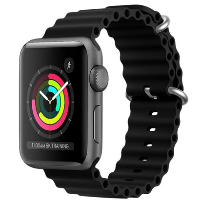 For Apple Watch Series 2 42mm ZGA Ocean Silicone Watch Band(Black) - Watch Bands by ZGA | Online Shopping UK | buy2fix