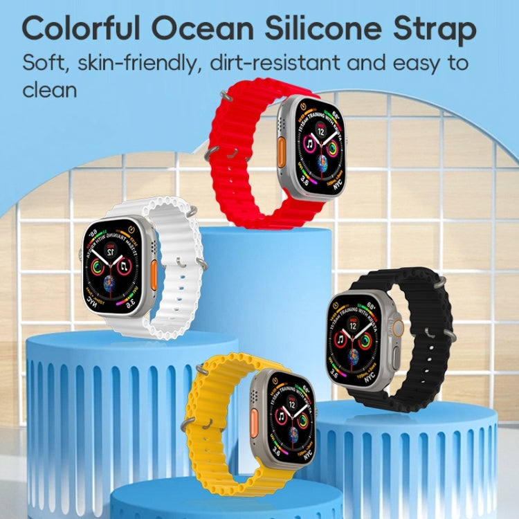 For Apple Watch Ultra 2 49mm ZGA Ocean Silicone Watch Band(Black) - Watch Bands by ZGA | Online Shopping UK | buy2fix