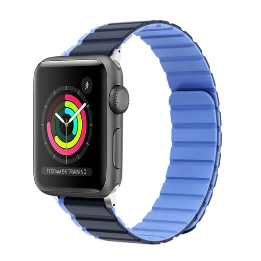 For Apple Watch Series 3 42mm ZGA Two Color Magnetic Silicone Watch Band(Dark Blue+Light Blue) - Watch Bands by ZGA | Online Shopping UK | buy2fix