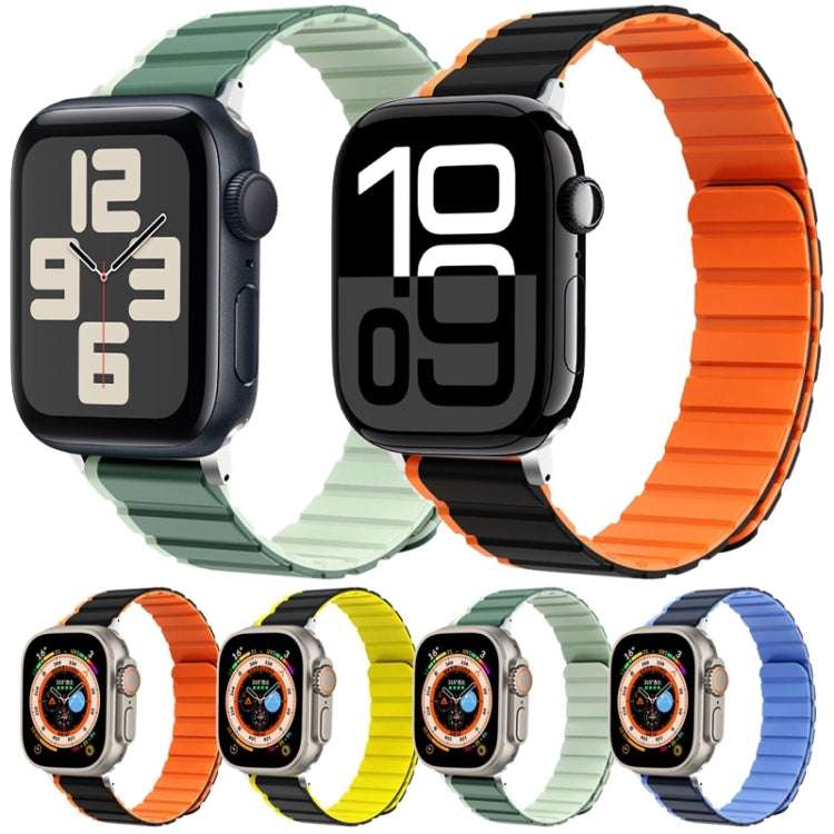 For Apple Watch 42mm ZGA Two Color Magnetic Silicone Watch Band(Dark Green+Light Green) - Watch Bands by ZGA | Online Shopping UK | buy2fix