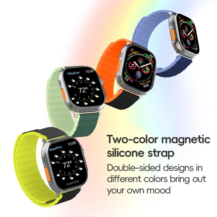 For Apple Watch Series 10 42mm ZGA Two Color Magnetic Silicone Watch Band(Dark Blue+Light Blue) - Watch Bands by ZGA | Online Shopping UK | buy2fix