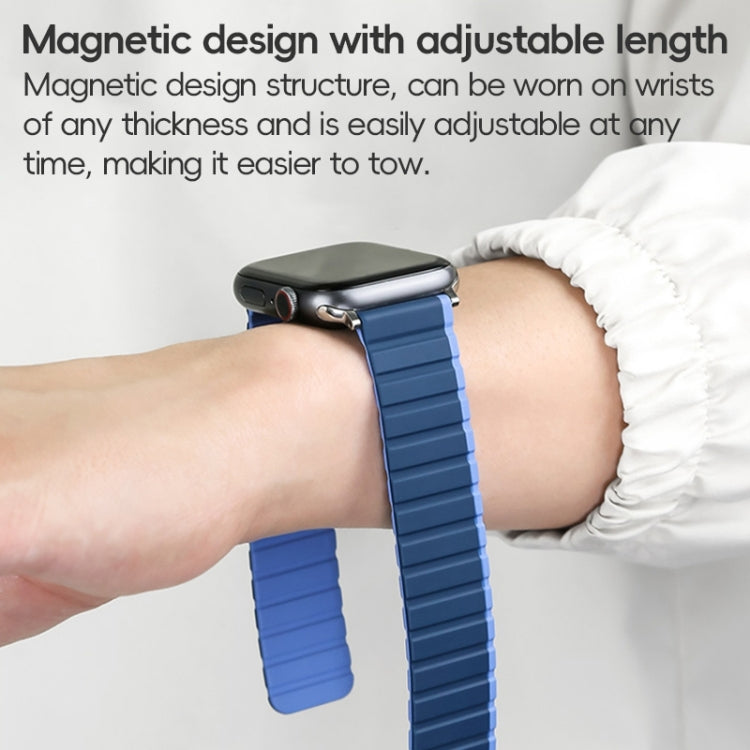 For Apple Watch Series 10 42mm ZGA Two Color Magnetic Silicone Watch Band(Dark Blue+Light Blue) - Watch Bands by ZGA | Online Shopping UK | buy2fix