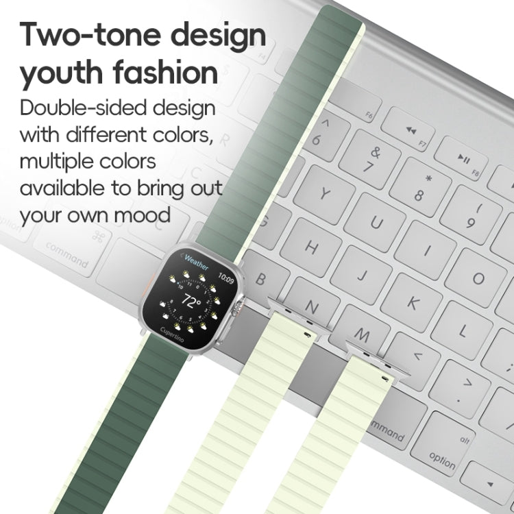 For Apple Watch Series 2 42mm ZGA Two Color Magnetic Silicone Watch Band(Dark Green+Light Green) - Watch Bands by ZGA | Online Shopping UK | buy2fix