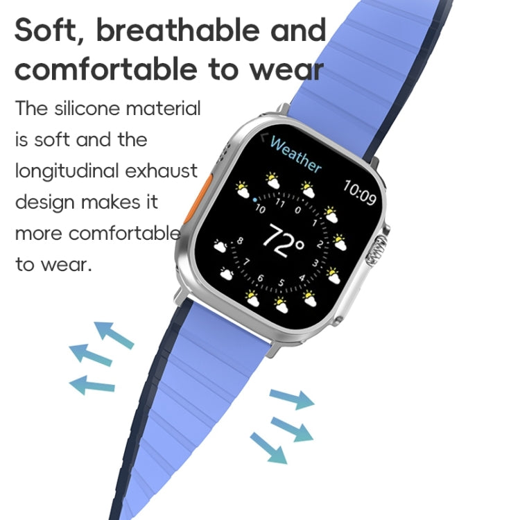 For Apple Watch Series 10 42mm ZGA Two Color Magnetic Silicone Watch Band(Dark Blue+Light Blue) - Watch Bands by ZGA | Online Shopping UK | buy2fix