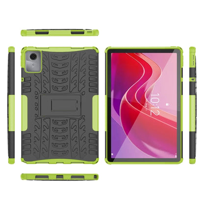 For Lenovo Tab M11/ Xiaoxin Pad 11 2024 Tire Texture TPU Hybrid PC Tablet Case with Holder(Green) - Lenovo by buy2fix | Online Shopping UK | buy2fix