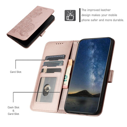 For iPhone 16 Pro Datura Flower Embossed Flip Leather Phone Case(Rose Gold) - iPhone 16 Pro Cases by buy2fix | Online Shopping UK | buy2fix