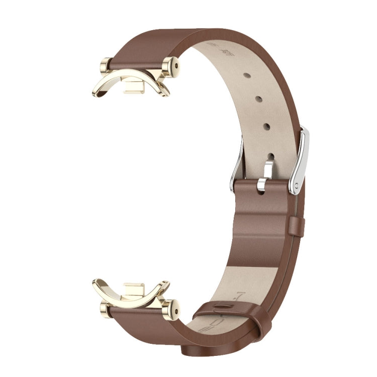 For Xiaomi Mi Band 8 / 9 / 9 NFC Mijobs GT4 First Layer Cowhide Watch Band(Brown Light Gold) - Watch Bands by MIJOBS | Online Shopping UK | buy2fix