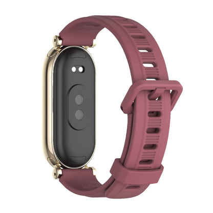 For Xiaomi Mi Band 8 / 9 / 9 NFC Mijobs GT4 Flat Hole Silicone Watch Band(Wine Red Light Gold) - Watch Bands by MIJOBS | Online Shopping UK | buy2fix