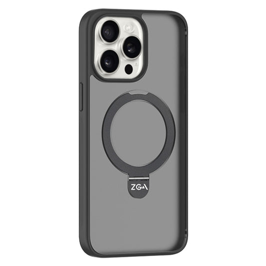 For iPhone 15 Pro ZGA Magsafe Holder PC Hybrid TPU Phone Case(Black) - iPhone 15 Pro Cases by ZGA | Online Shopping UK | buy2fix