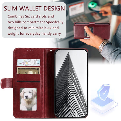 For Motorola Moto G Power 2024 Simple 6-Card Wallet Leather Phone Case(Wine Red) - Motorola Cases by buy2fix | Online Shopping UK | buy2fix