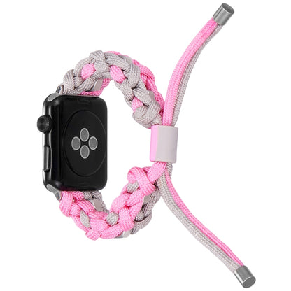 For Apple Watch Ultra 2 49mm Screw Nut Dual-Color Braided Paracord Watch Band(Silver Pink) - Watch Bands by buy2fix | Online Shopping UK | buy2fix