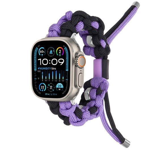 For Apple Watch Ultra 49mm Screw Nut Dual-Color Braided Paracord Watch Band(Black Purple) - Watch Bands by buy2fix | Online Shopping UK | buy2fix