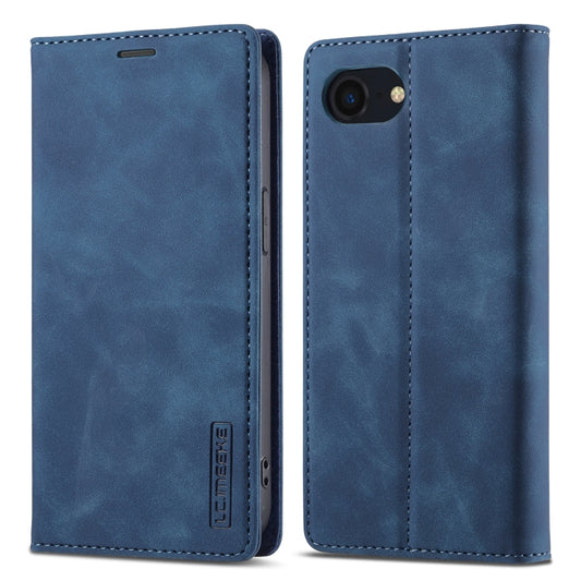 For iPhone SE 2024 LC.IMEEKE Strong Magnetic Leather Phone Case with Holder & Card Slots & Wallet(Blue) - More iPhone Cases by LC.IMEEKE | Online Shopping UK | buy2fix
