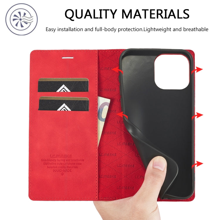 For iPhone 16 Pro LC.IMEEKE Strong Magnetism Microfiber Leather Phone Case(Red) - iPhone 16 Pro Cases by LC.IMEEKE | Online Shopping UK | buy2fix