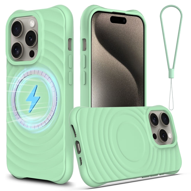 For iPhone 13 Pro Max Wave Texture MagSafe Magnetic Liquid Silicone Phone Case(Green) - iPhone 13 Pro Max Cases by buy2fix | Online Shopping UK | buy2fix