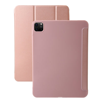 For iPad Pro 11 2024 Three-fold Holder Flip Tablet Leather Case(Rose Gold) - iPad Pro 11 2024 Cases by buy2fix | Online Shopping UK | buy2fix