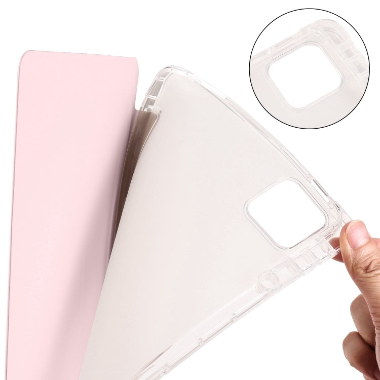 For iPad Air 11 2024 3-fold Clear TPU Smart Leather Tablet Case with Pen Slot(Sand Pink) - iPad Air 11 2024 Cases by buy2fix | Online Shopping UK | buy2fix