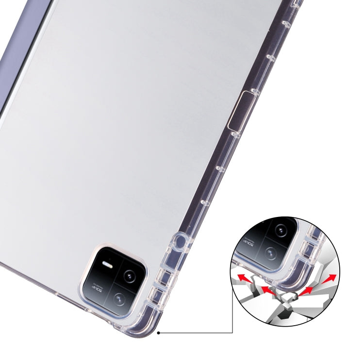 For iPad Air 11 2024 3-fold Clear TPU Smart Leather Tablet Case with Pen Slot(Lavender Purple) - iPad Air 11 2024 Cases by buy2fix | Online Shopping UK | buy2fix