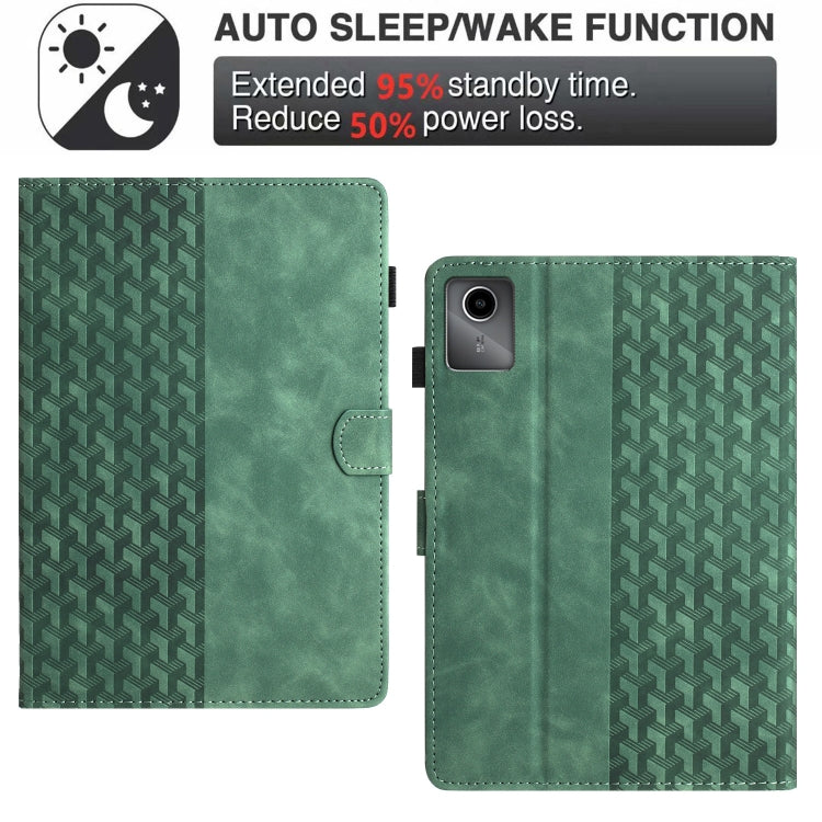 For Lenovo Tab M11/Xiaoxin Pad 11 2024 Building Blocks Embossed Leather Smart Tablet Case(Green) - Lenovo by buy2fix | Online Shopping UK | buy2fix