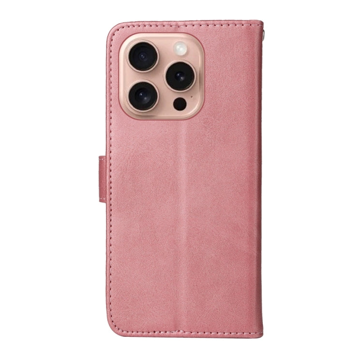 For iPhone 16 Pro Classic Calf Texture Flip Leather Phone Case(Rose Gold) - iPhone 16 Pro Cases by buy2fix | Online Shopping UK | buy2fix