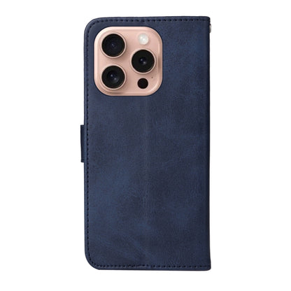 For iPhone 16 Pro Classic Calf Texture Flip Leather Phone Case(Blue) - iPhone 16 Pro Cases by buy2fix | Online Shopping UK | buy2fix