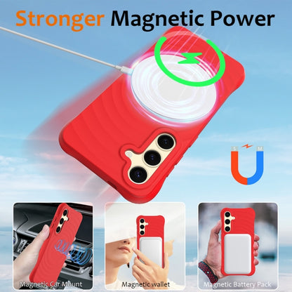 For Samsung Galaxy S25+ 5G Wave Texture MagSafe Magnetic Liquid Silicone Phone Case(Red) - Galaxy S25+ 5G Cases by buy2fix | Online Shopping UK | buy2fix