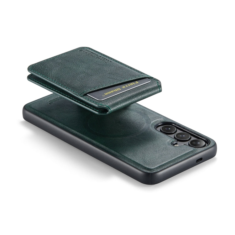 For Samsung Galaxy S23 FE 5G Fierre Shann Oil Wax Cow Leather Magnetic Card Holder Phone Case(Green) - Galaxy S23 FE 5G Cases by FIERRE SHANN | Online Shopping UK | buy2fix